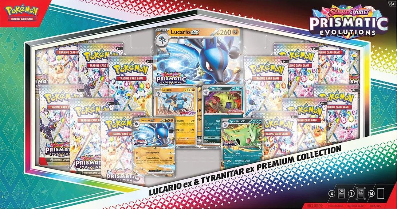 Pokémon Prismatic Evolutions Lucario Ex & Tyranitar Ex Premium Collection