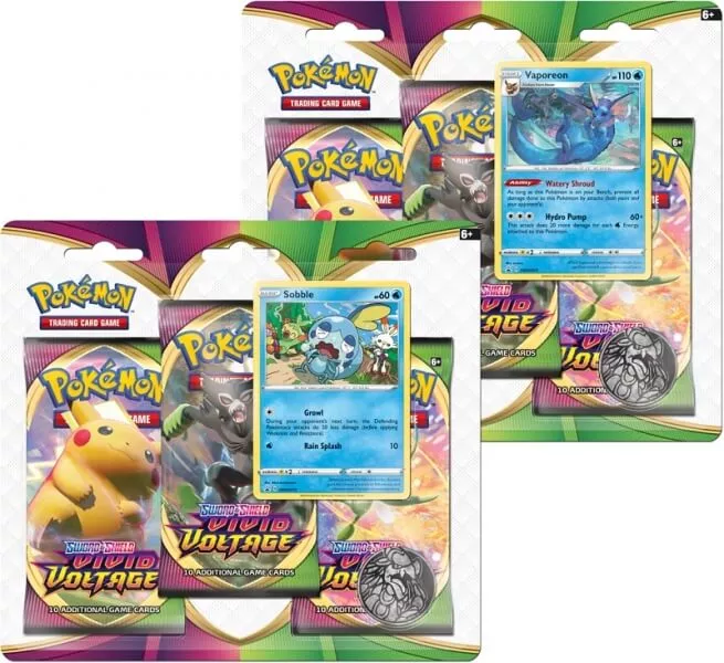 Pokémon TCG Vivid Voltage 3 Pack Blister Booster Vaporeon